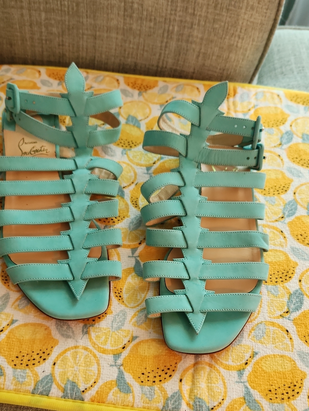 Christian Louboutin Mint Green Strappy Gladiator Sandals